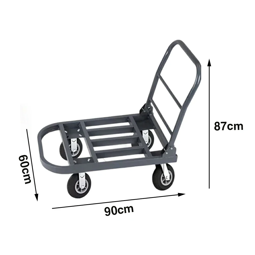 GROVIA Heavy-Duty Steel Tube Platform Trolley - 75/90cm, 6-Inch Nylon Wheels Non-Silent, 400/500kg Load Capacity, Warehouse Transport - Steel Grey - Image 6