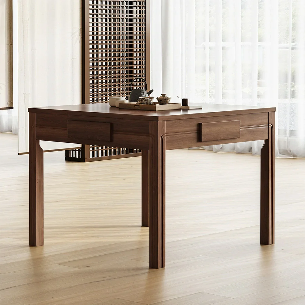 HEXJON 96 x 96 cm Asian Style Automatic Mahjong Table, Low Noise Design, Solid Wood Frame, Elegant and Durable - Image 2