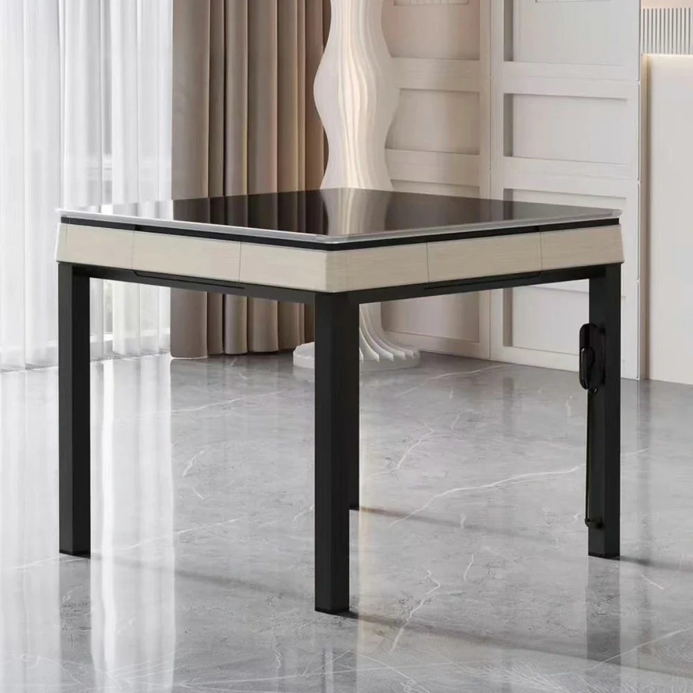 HEXJON No.36 Automatic Mahjong Table - Jade-Style Tiles, Ultra-Slim Low-Noise Enclosed Design, Wool Felt Top, 94cm Compact Game Table - Gold - Image 2