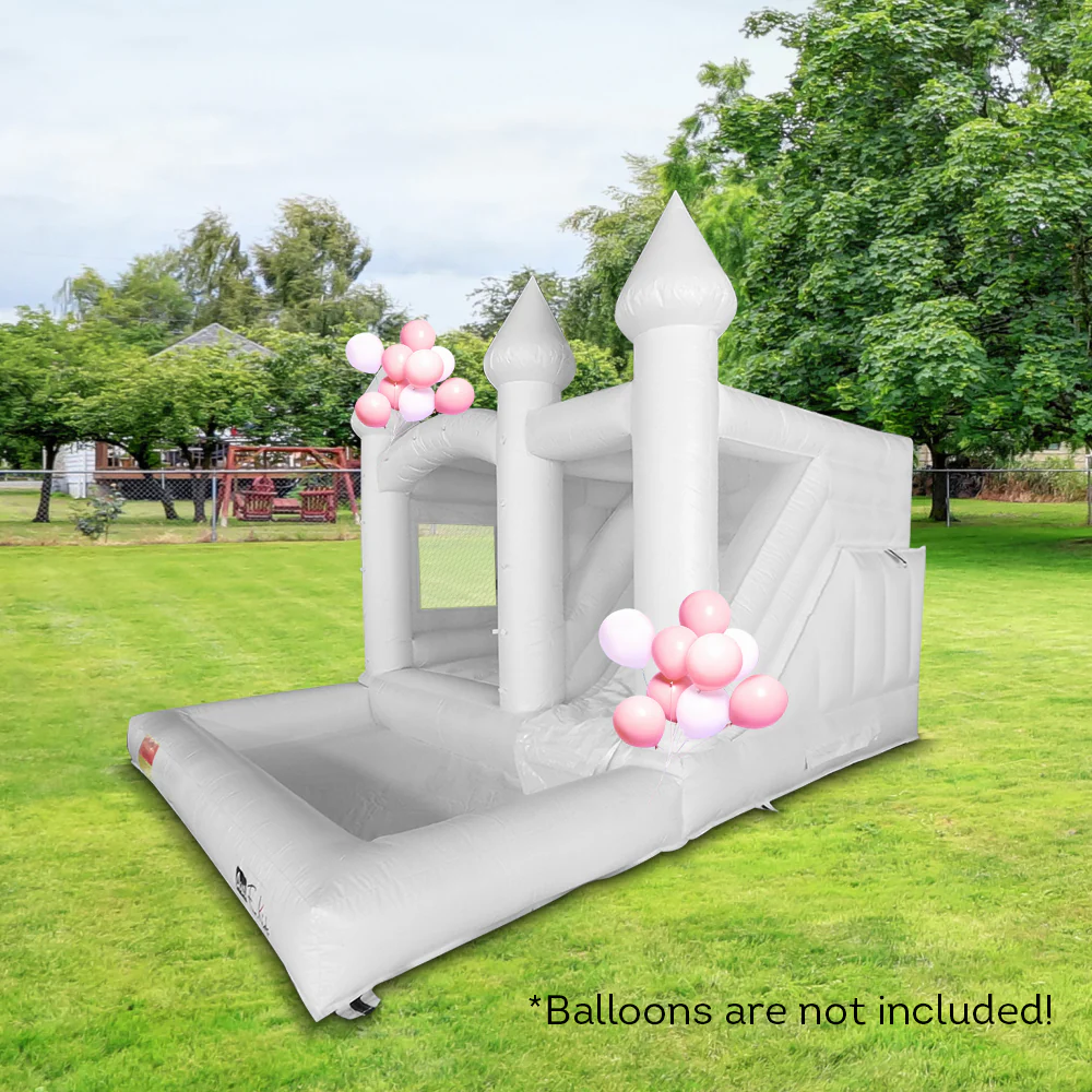 GAMEON 0118 Bounce House 5X4X3.4m PVC Bouncy Castle with Blower For Fun White Wedding Bounce House - Image 3