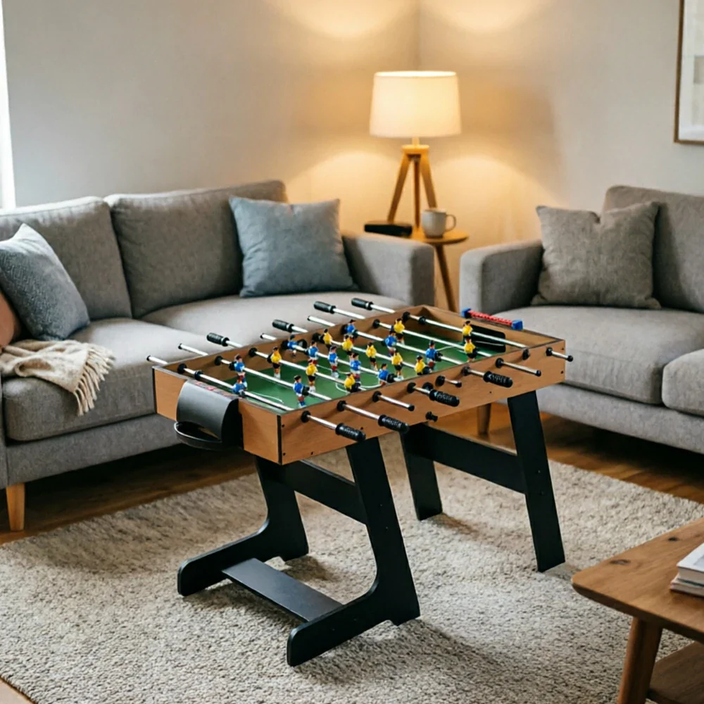 KICKSY 5-in-1 Foldable Multi Game Table with Foosball Billiards Air Hockey and Table Tennis - Natural Black - Image 3