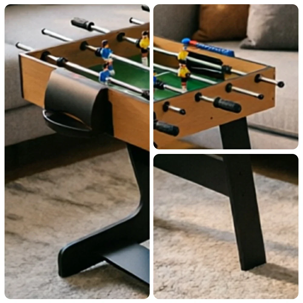 KICKSY 5-in-1 Foldable Multi Game Table with Foosball Billiards Air Hockey and Table Tennis - Natural Black - Image 4