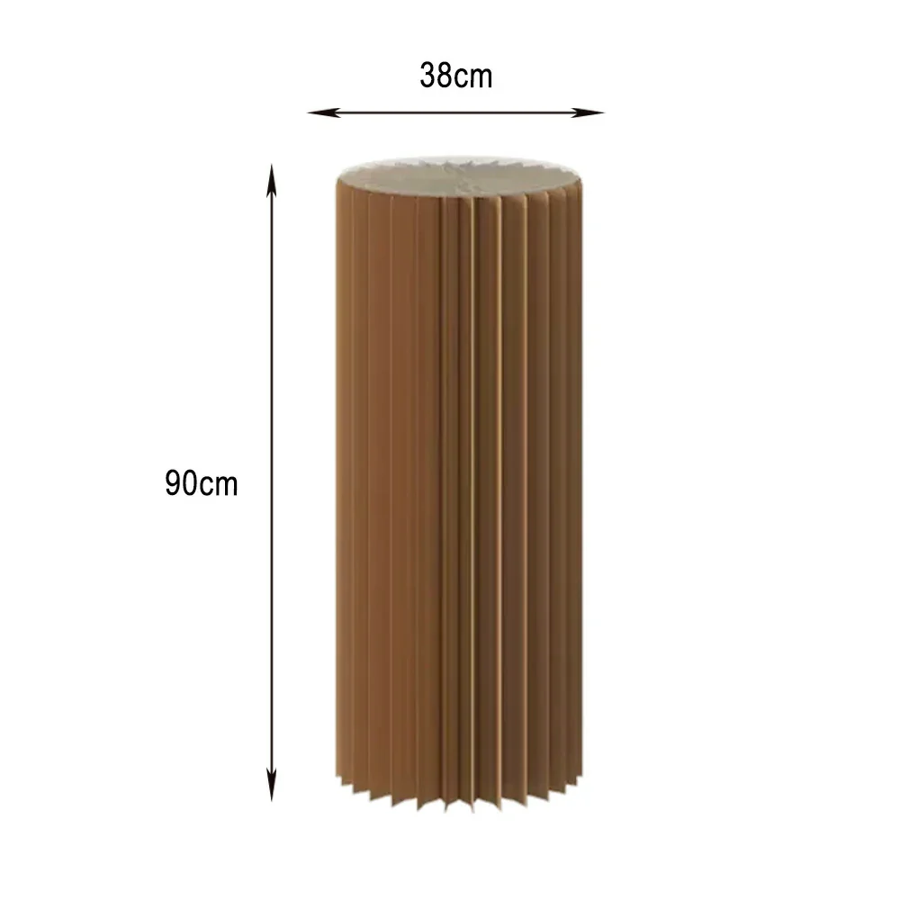 LIVARA 38/48/56cm Foldable Paper Cylinder Display Stand-Brown - Image 5
