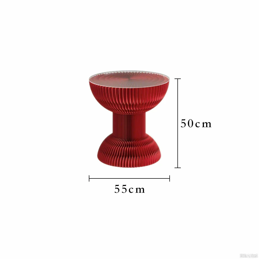 LIVARA 50/70/95cm Paper Folding Round Table Tea Table - Red - Image 5