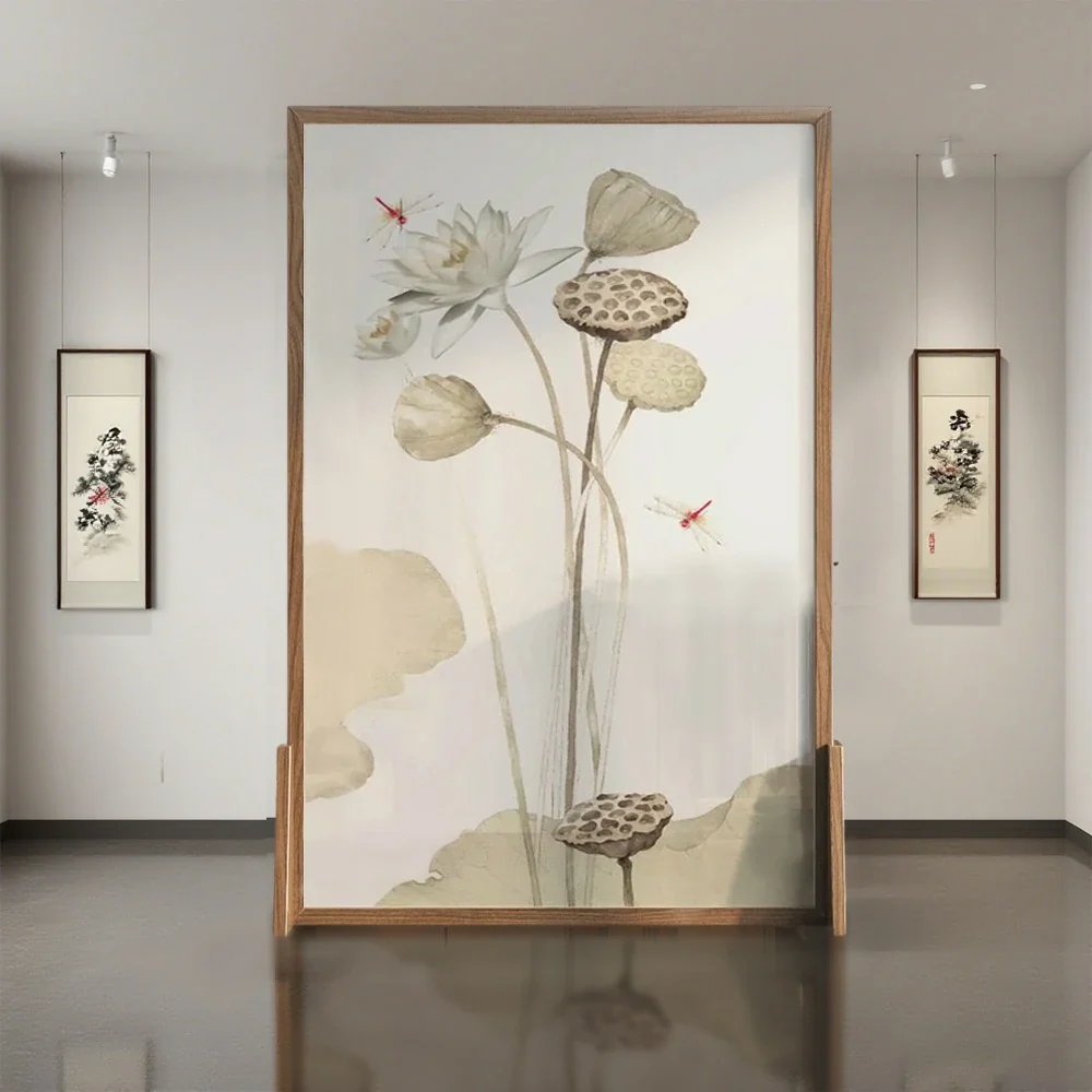 LIVARA lotus leaf Pattern Screen Made Of Solid Wood White Wax Wood And Mongolian Pine With An Eastern Style Home Decoration - Image 4