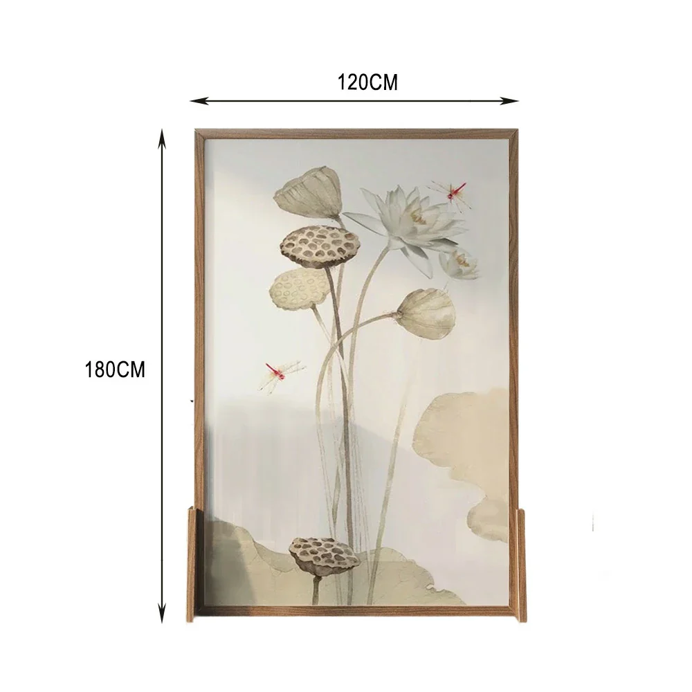 LIVARA lotus leaf Pattern Screen Made Of Solid Wood White Wax Wood And Mongolian Pine With An Eastern Style Home Decoration - Image 7