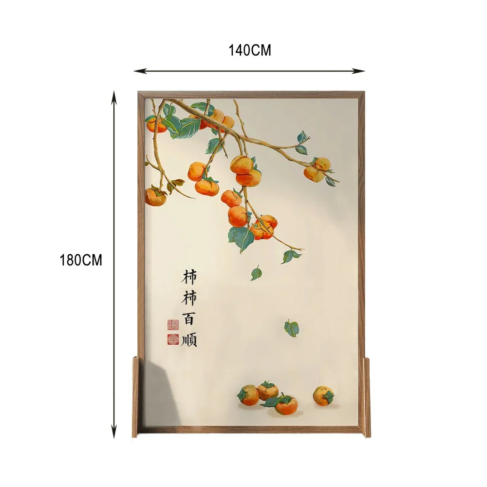 LIVARA Persimmon Pattern Screen Made Of Solid Wood White Wax Wood And Mongolian Pine With An Eastern Style Home Decoration - Image 8