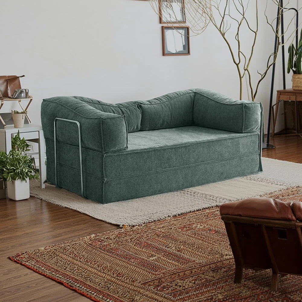 LIVARA B102 150cm Length Compressed Sofa Bed Corduroy Fabric Stainless Steel Frame - Image 10