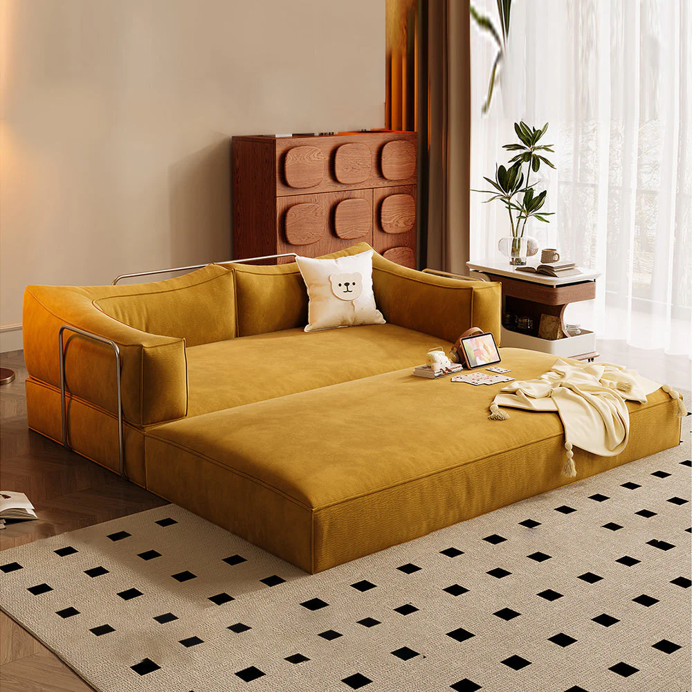LIVARA B102 150cm Length Compressed Sofa Bed Corduroy Fabric Stainless Steel Frame - Image 20
