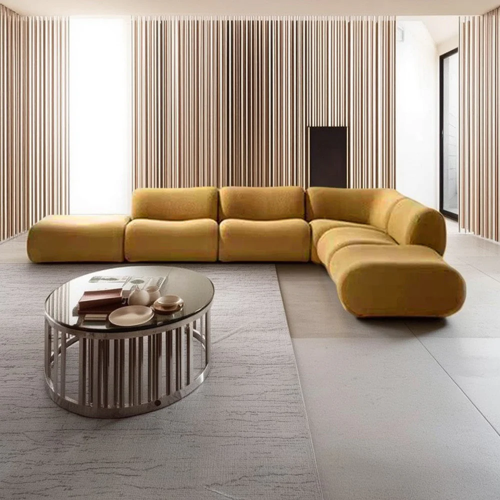 LIVARA B302 370cm Length Compressed Sofa Seamless Frameless Construction - Yellow - Image 2