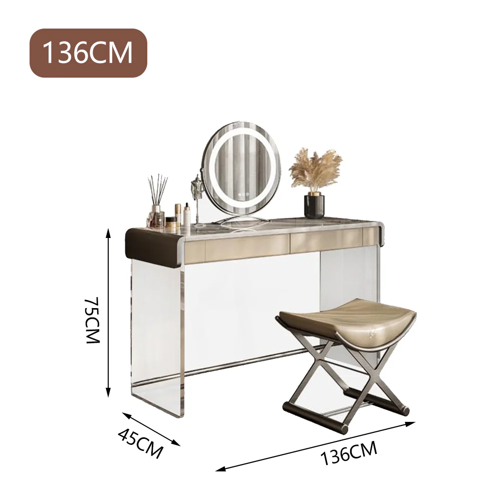 LUXORA DR1024 100-136cm Rock Countertop Lacquered Cabinet Dressing Table - Acrylic - Image 11