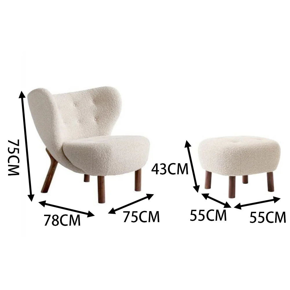 LIVARA EC1031 Solid Wood Lambswool High-Density Sponge Leisure Chair - Image 5