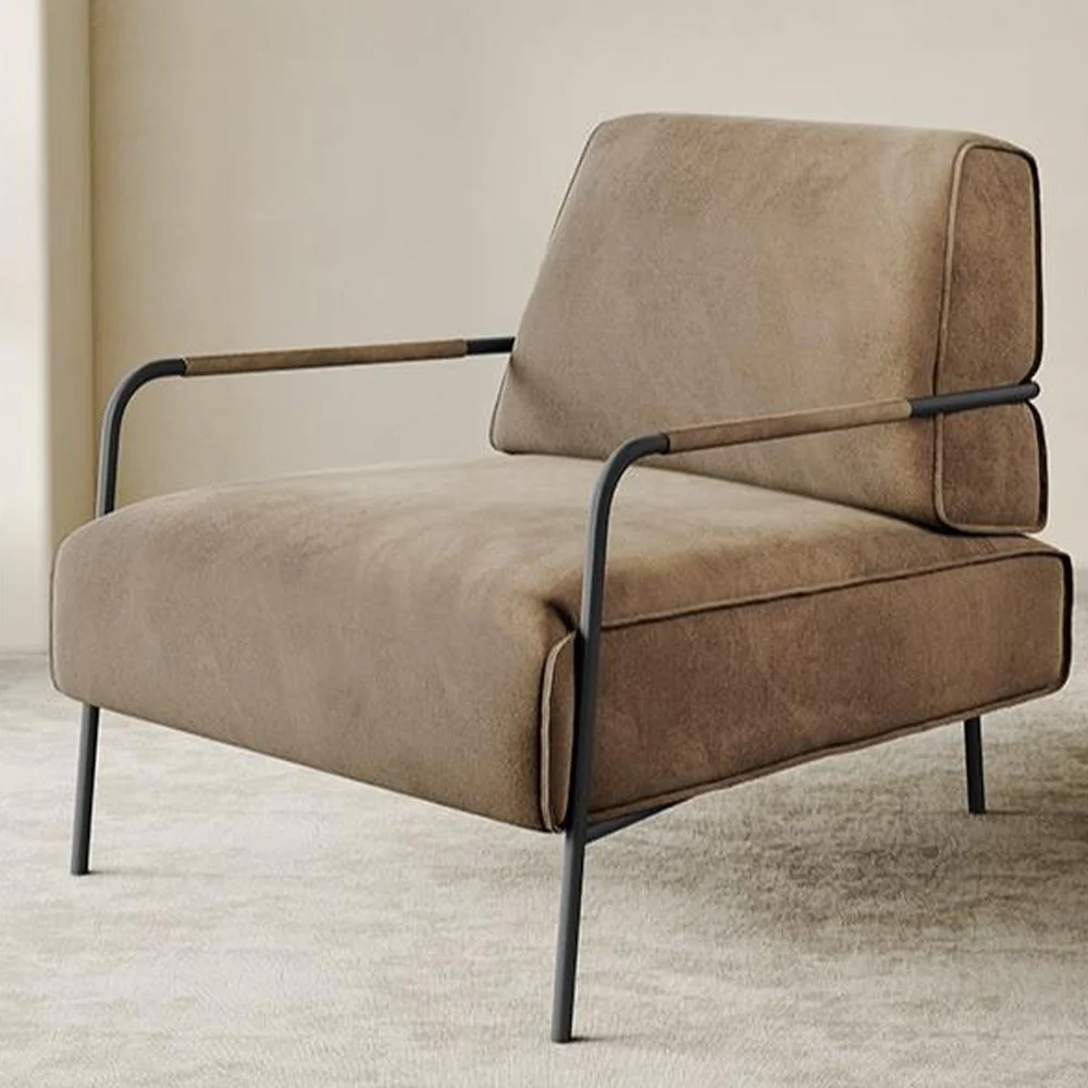 LIVARA EC1036 High-End Design Iron Frame Solid Wood Frame Leisure Chair - Image 2