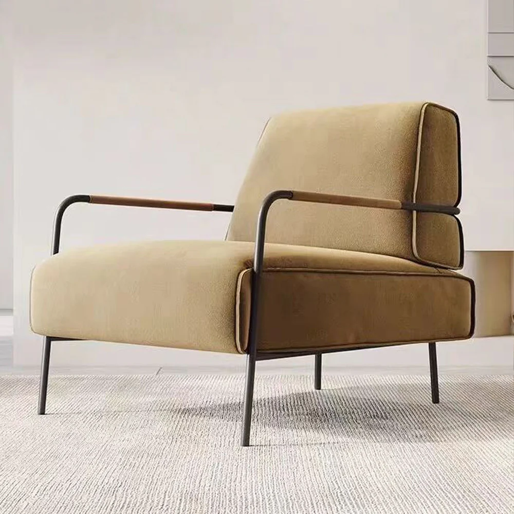 LIVARA EC1036 High-End Design Iron Frame Solid Wood Frame Leisure Chair - Image 4