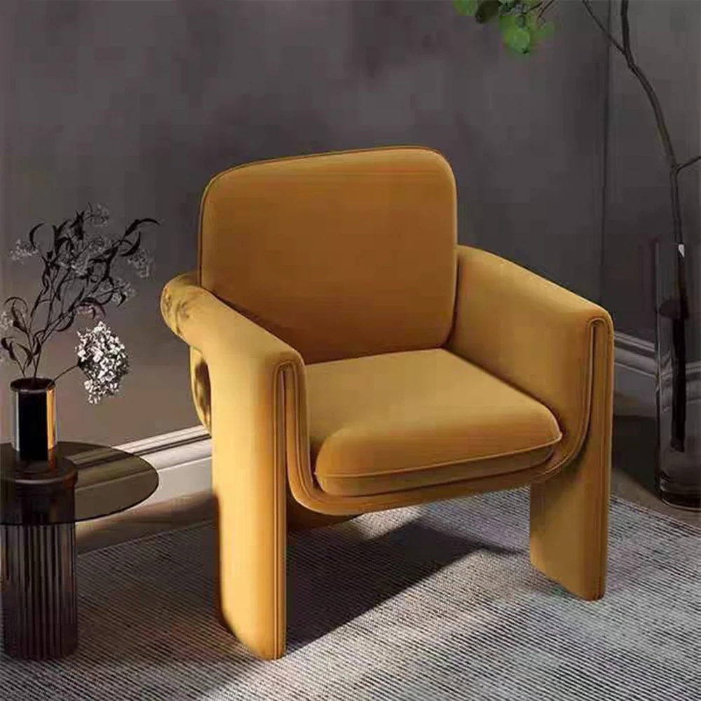 LIVARA EC1054 Bentwood Frame Velvet Fabric Leisure Chair - Image 7
