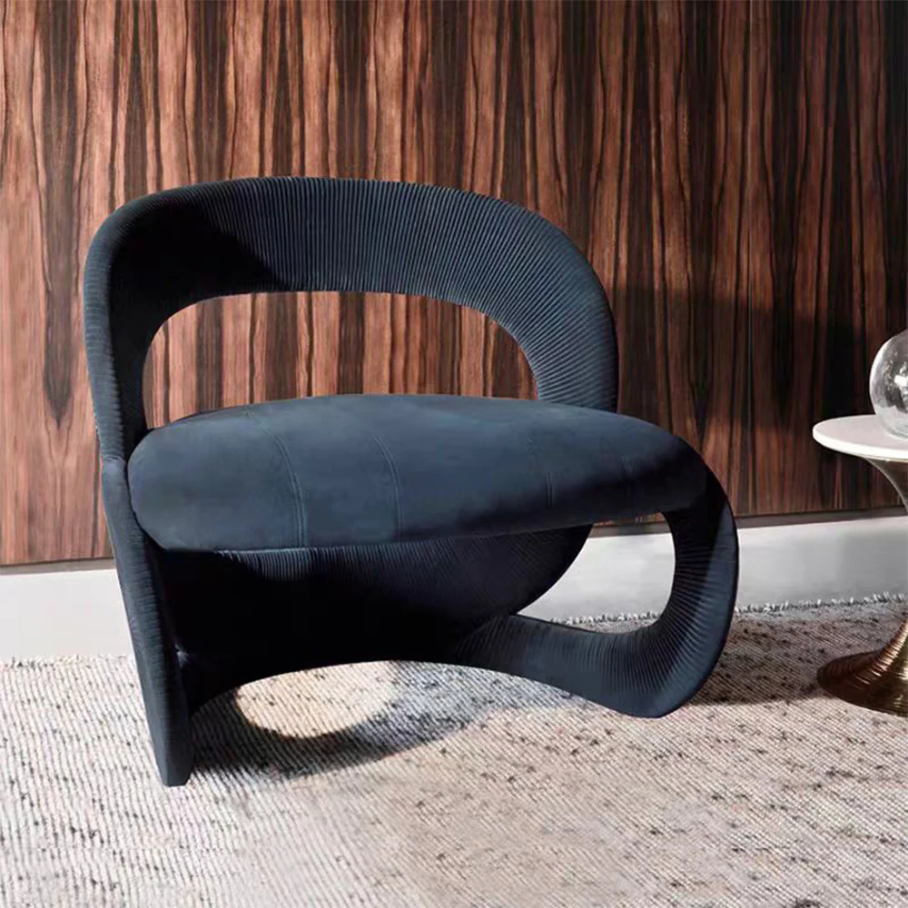 LIVARA EC1090 Tech Velvet Solid Wood Bentwood Leisure Chair - Image 3