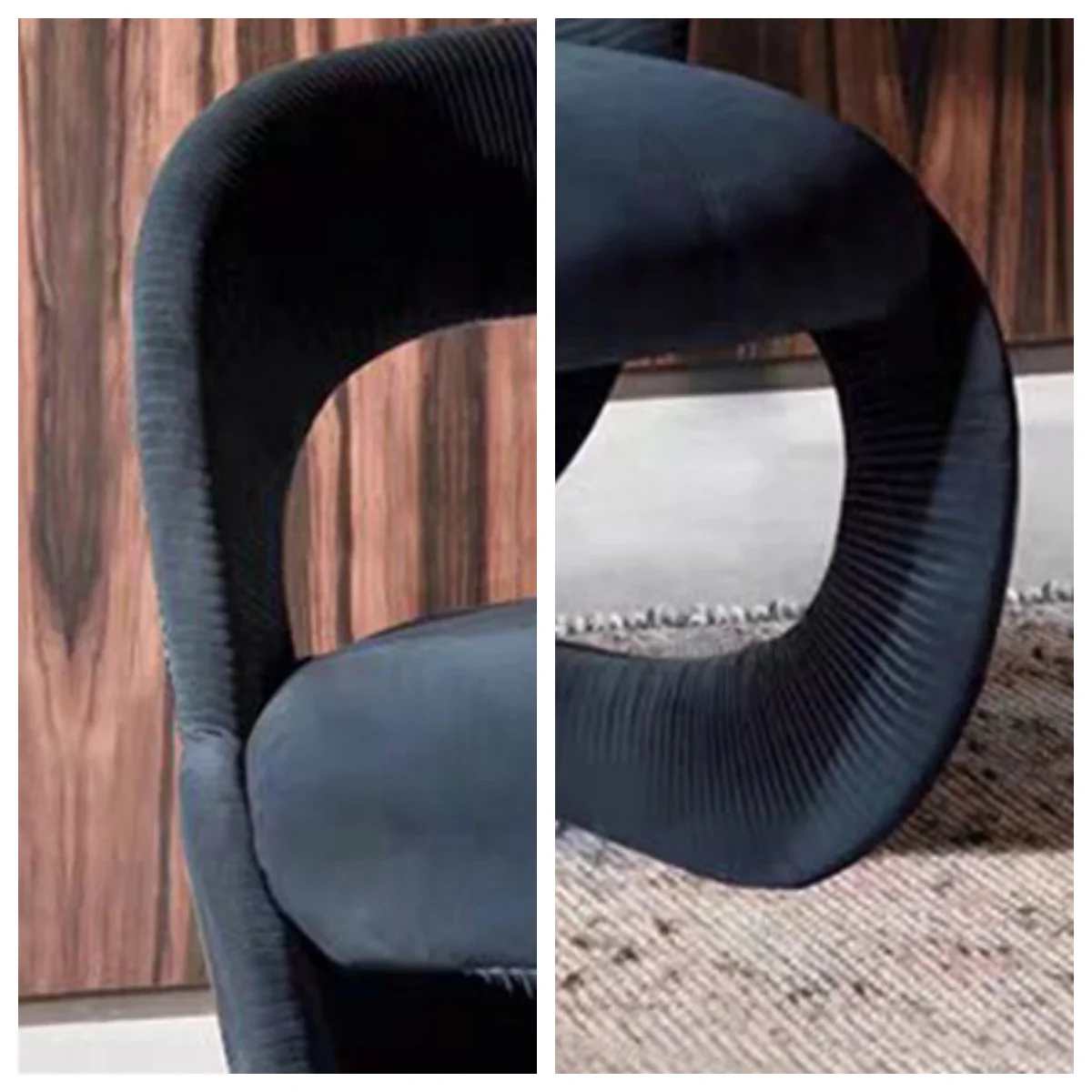 LIVARA EC1090 Tech Velvet Solid Wood Bentwood Leisure Chair - Image 5