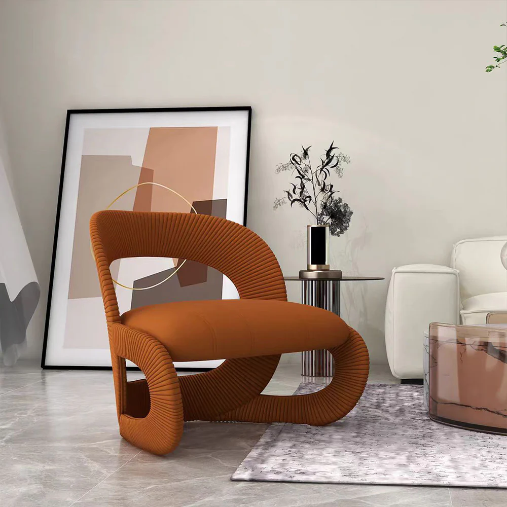 LIVARA EC1090 Tech Velvet Solid Wood Bentwood Leisure Chair - Image 6