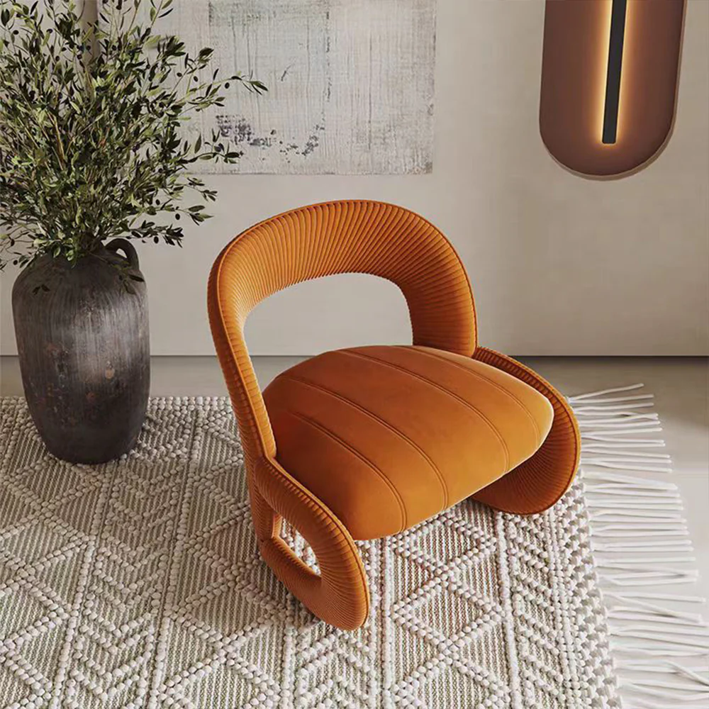 LIVARA EC1090 Tech Velvet Solid Wood Bentwood Leisure Chair - Image 8
