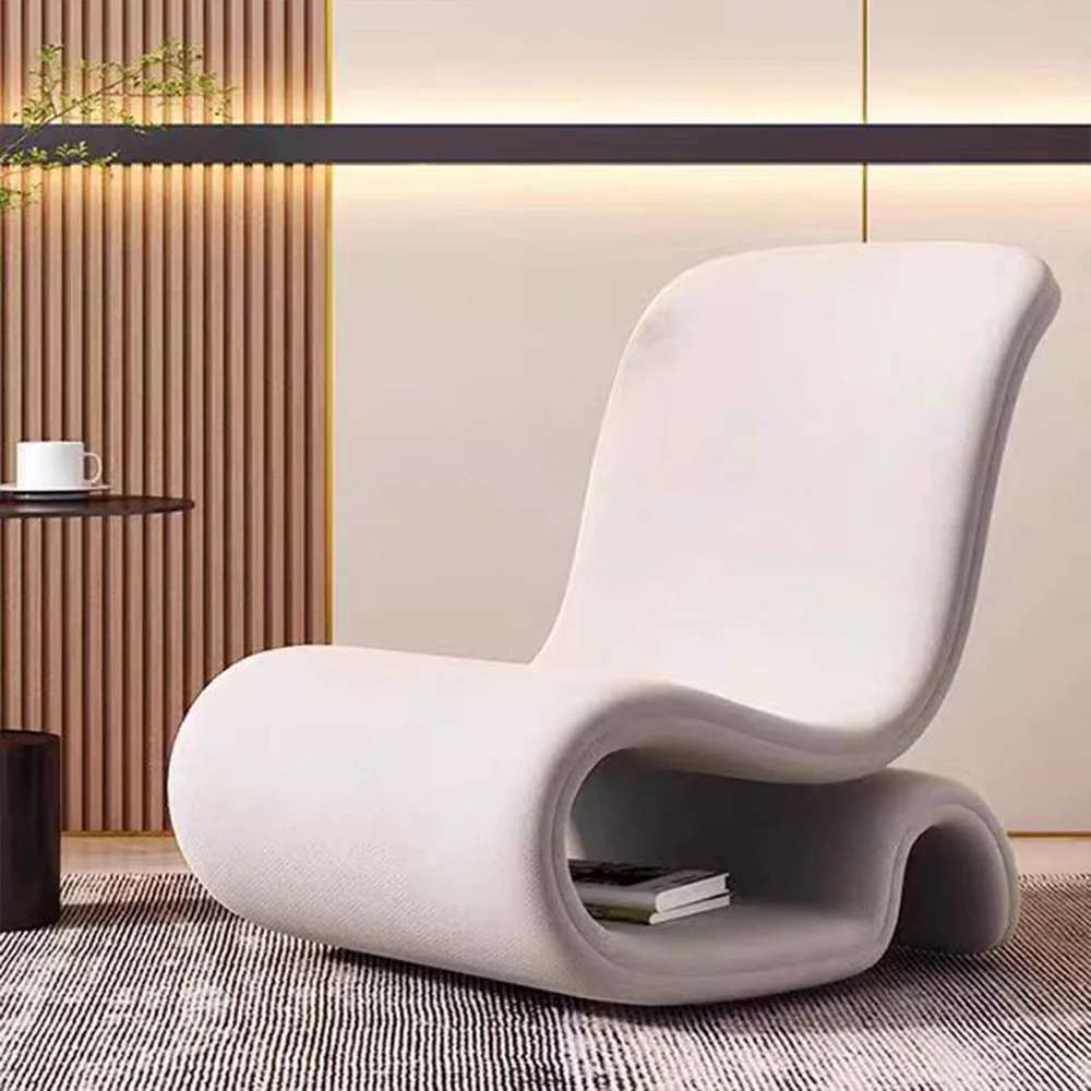 LIVARA EC1096 Tech Velvet Metal Solid Wood Minimalist Cozy Leisure Chair - Image 10