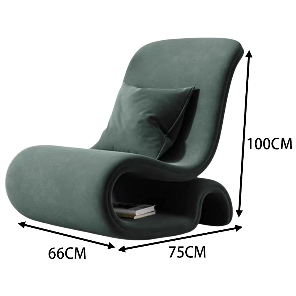 LIVARA EC1096 Tech Velvet Metal Solid Wood Minimalist Cozy Leisure Chair - Image 13