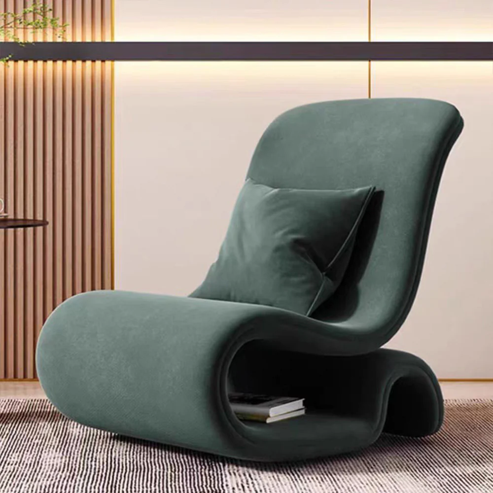 LIVARA EC1096 Tech Velvet Metal Solid Wood Minimalist Cozy Leisure Chair - Image 4