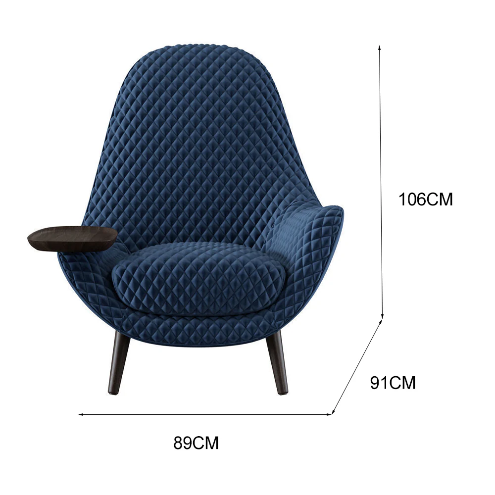 LIVARA EC1149 Silk Velvet Solid Wood and Hardware Frame Leisure Chair - Blue - Image 5