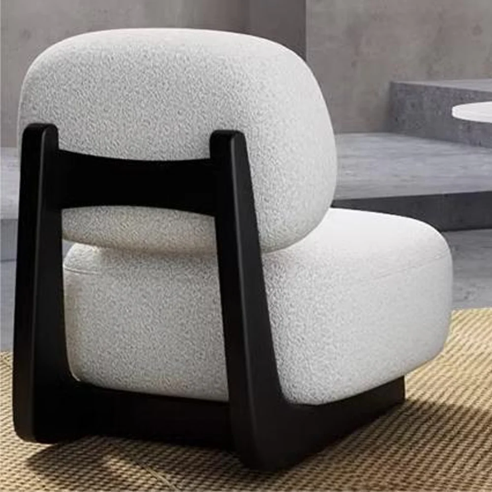 LIVARA EC1191 White Wax Wood Solid Wood Frame Leisure Chair - Image 3