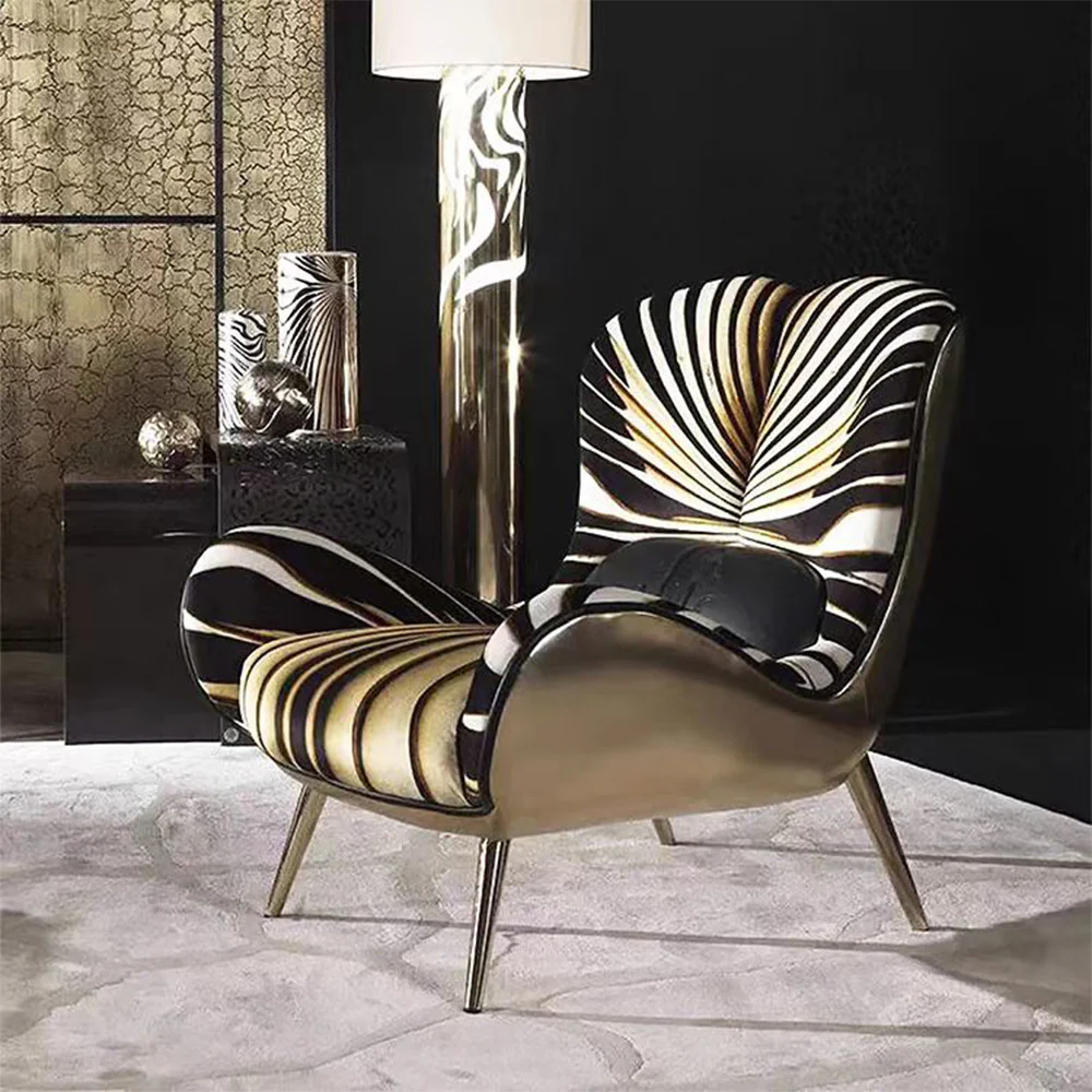 LIVARA EC1198 Molded Foam Metal Legs Tiger Pattern Design Leisure Chair - Image 2