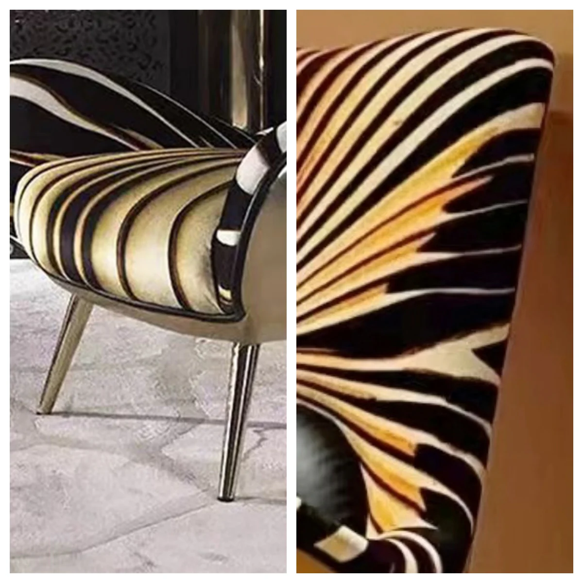 LIVARA EC1198 Molded Foam Metal Legs Tiger Pattern Design Leisure Chair - Image 4