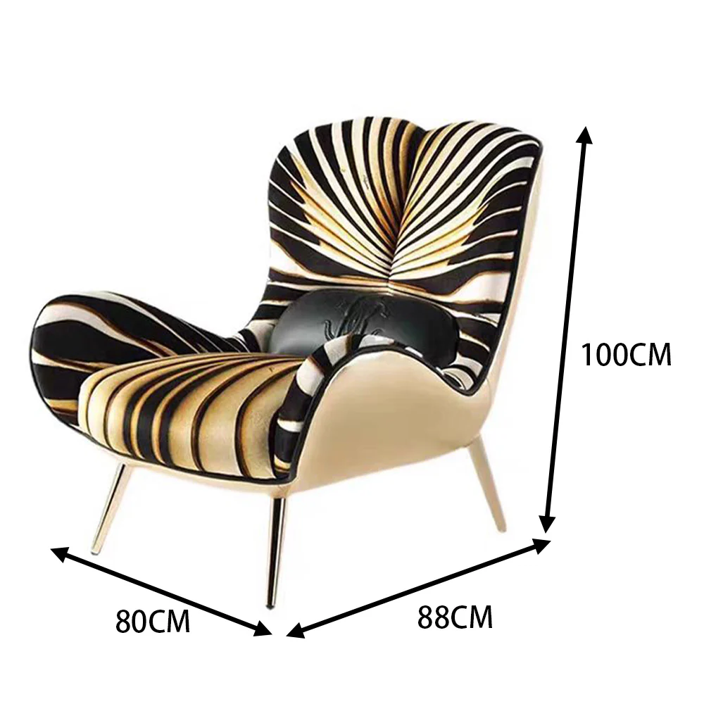 LIVARA EC1198 Molded Foam Metal Legs Tiger Pattern Design Leisure Chair - Image 5
