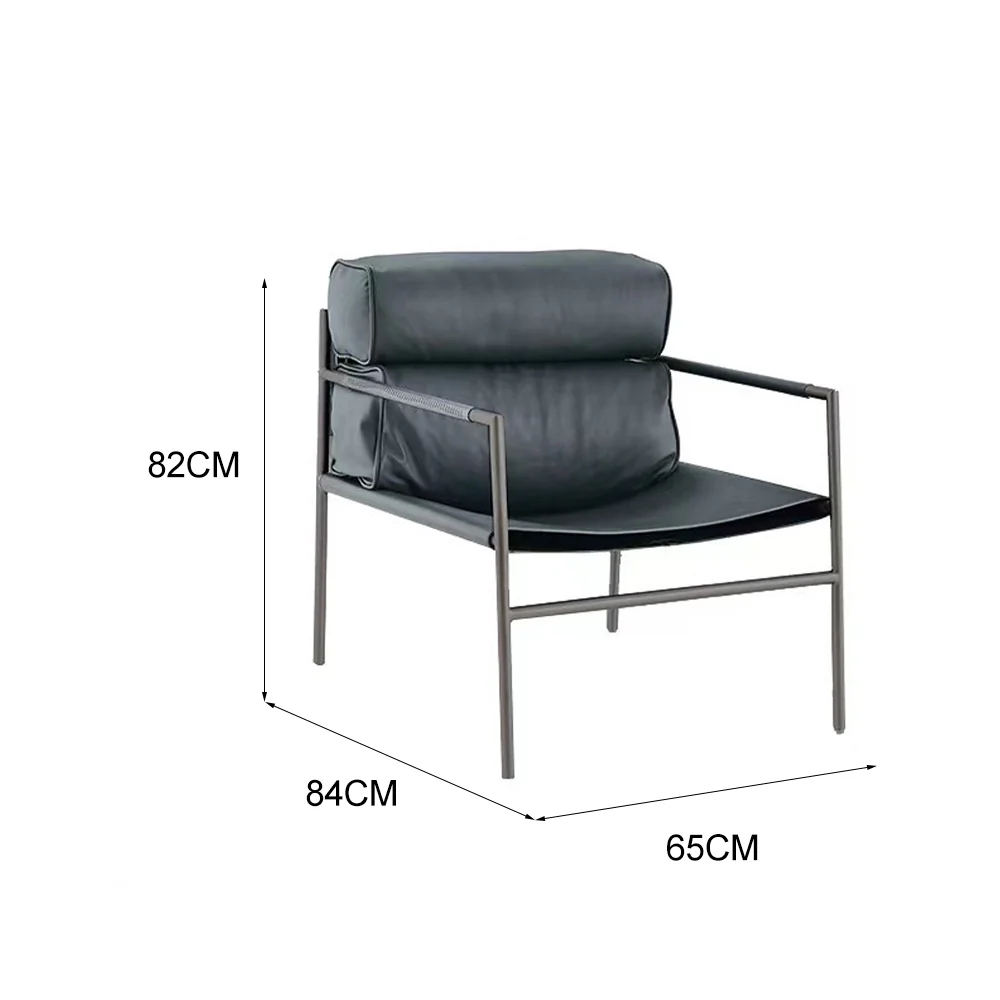 LIVARA EC1207 Stainless Steel Saddle Leather Faux Leather Leisure Chair - Image 5