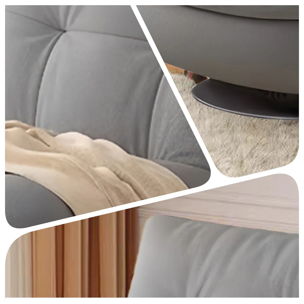 LIVARA EC1234 Steel Frame Velvet Fabric Leisure Chair - Grey - Image 4