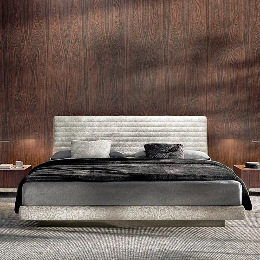 LUXORA B1017 150/180cm Length Solid Wood Frame Linen and Faux Leather Bed-White - Image 3