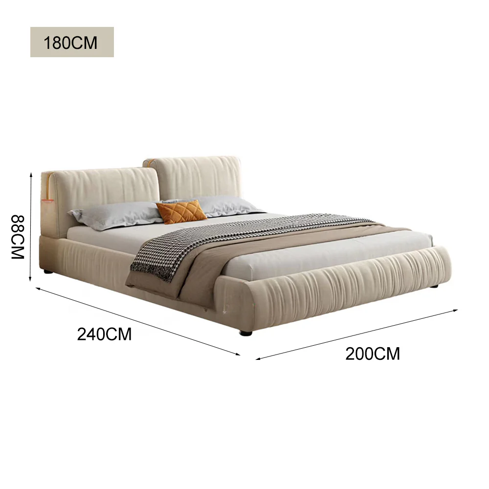 LUXORA B1315 150/180cm Length Solid Wood Frame Matte Fabric Bed-White - Image 6