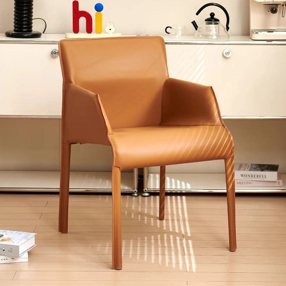 LIVARA DC1019 Saddle Leather Dining Chair Carbon Steel Legs - Image 3