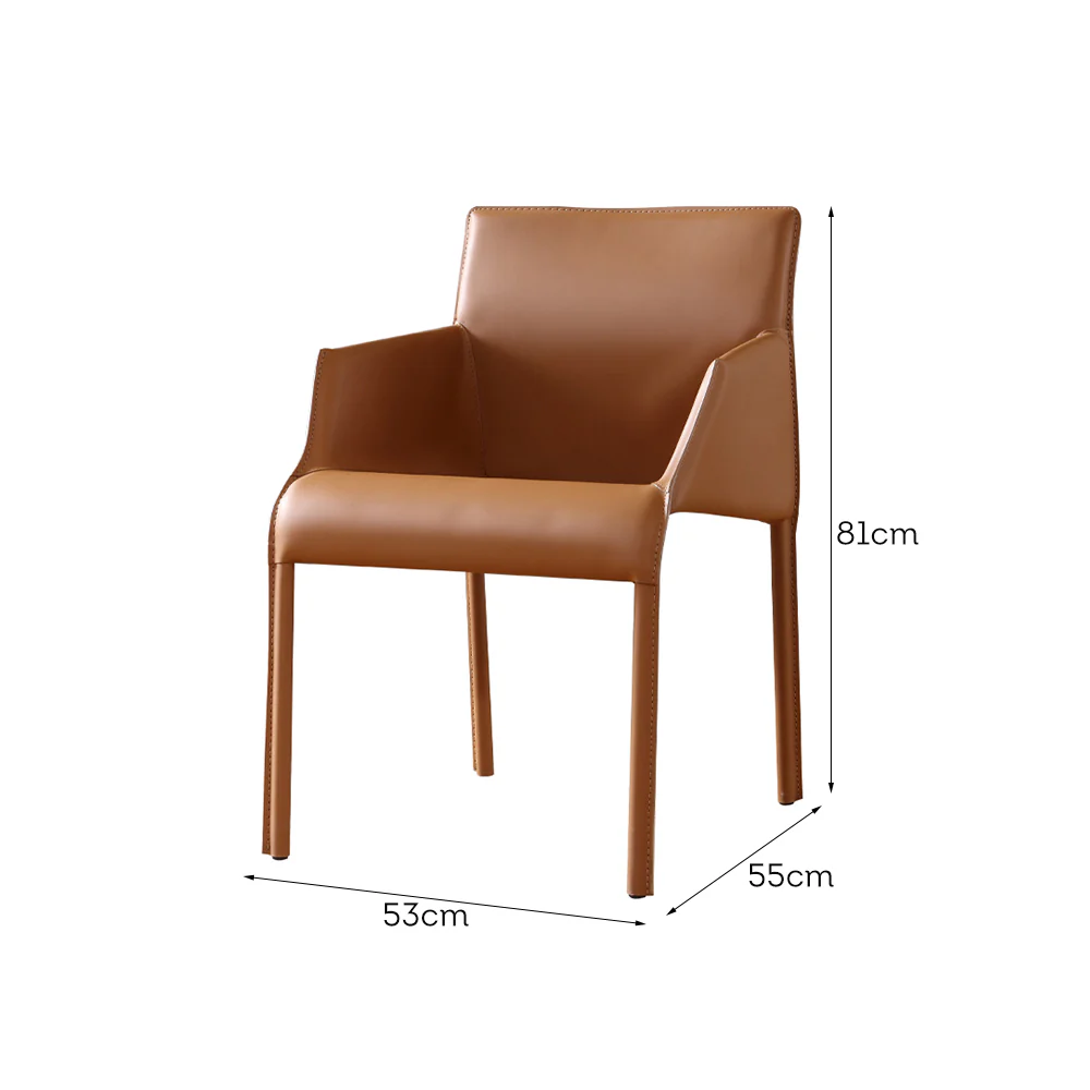 LIVARA DC1019 Saddle Leather Dining Chair Carbon Steel Legs - Image 4
