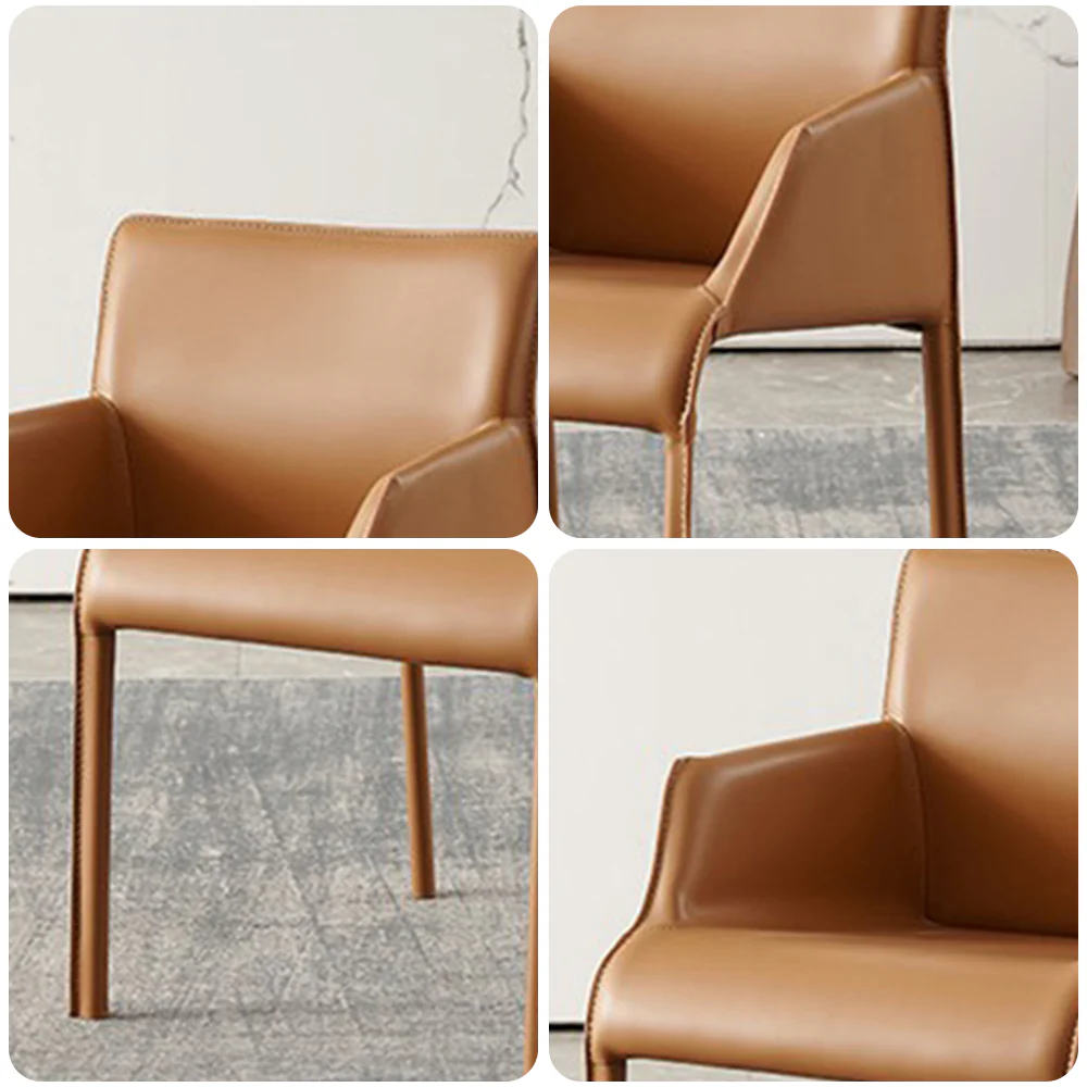 LIVARA DC1019 Saddle Leather Dining Chair Carbon Steel Legs - Image 5