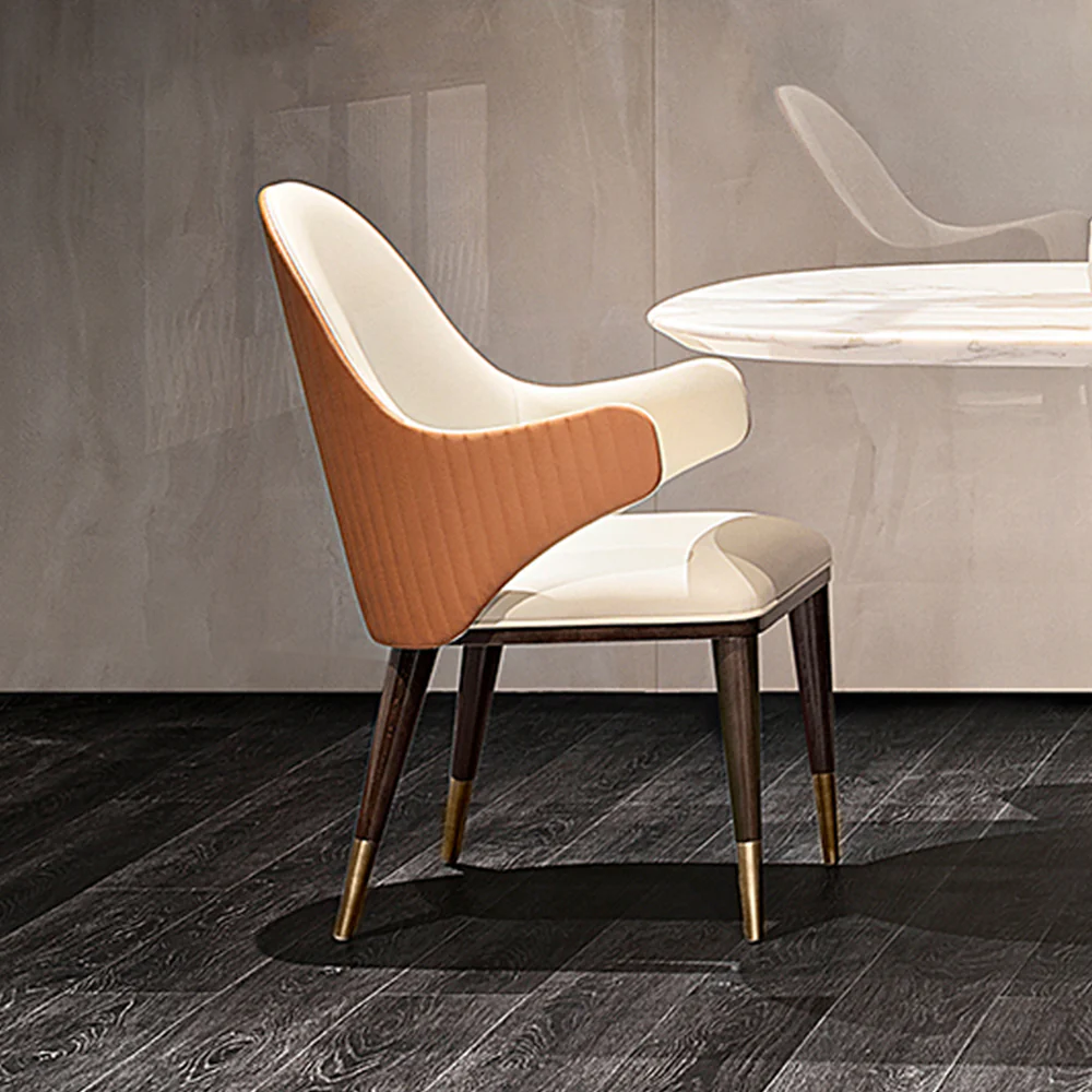 LIVARA DC1022 Faux Leather Fabric Dining Chair Solid Wood Frame - Image 2