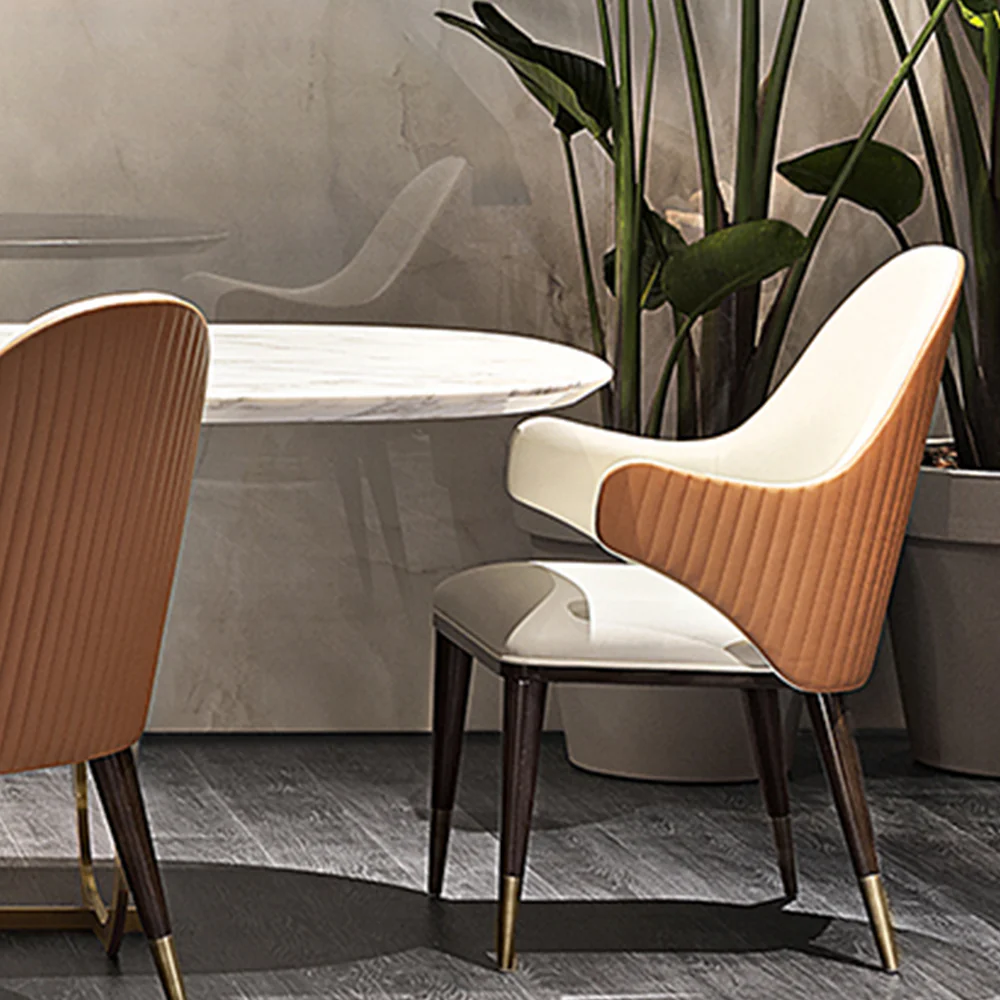 LIVARA DC1022 Faux Leather Fabric Dining Chair Solid Wood Frame - Image 3