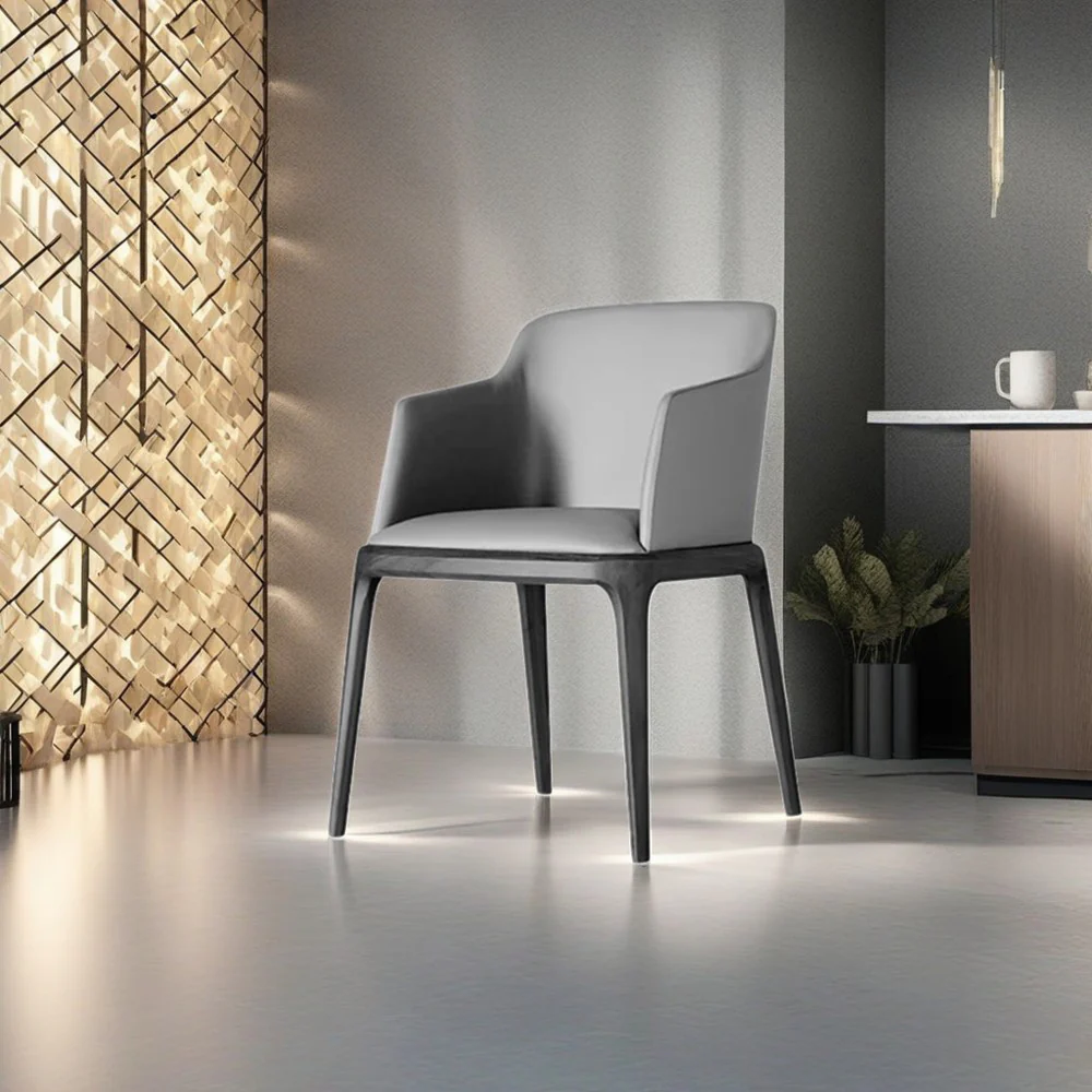 LIVARA DC1028 Faux Leather Fabric Dining Chair Solid Wood Frame - Image 3