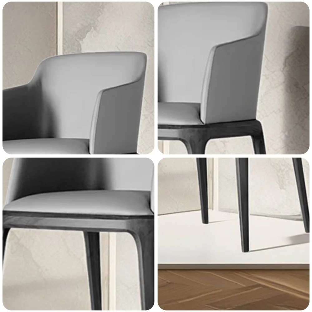 LIVARA DC1028 Faux Leather Fabric Dining Chair Solid Wood Frame - Image 4