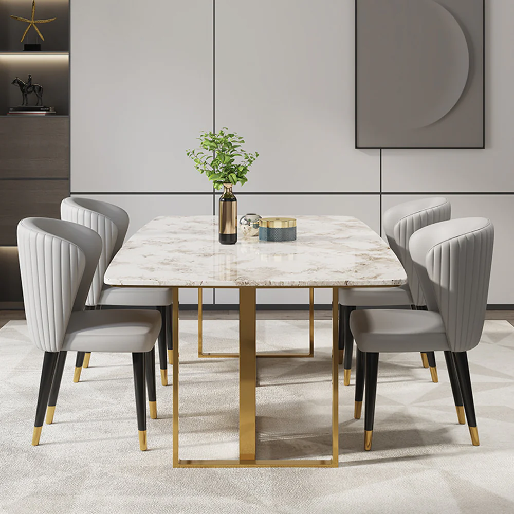 LIVARA DC1029 Faux Leather Fabric Dining Chair Solid Wood Frame - Image 3