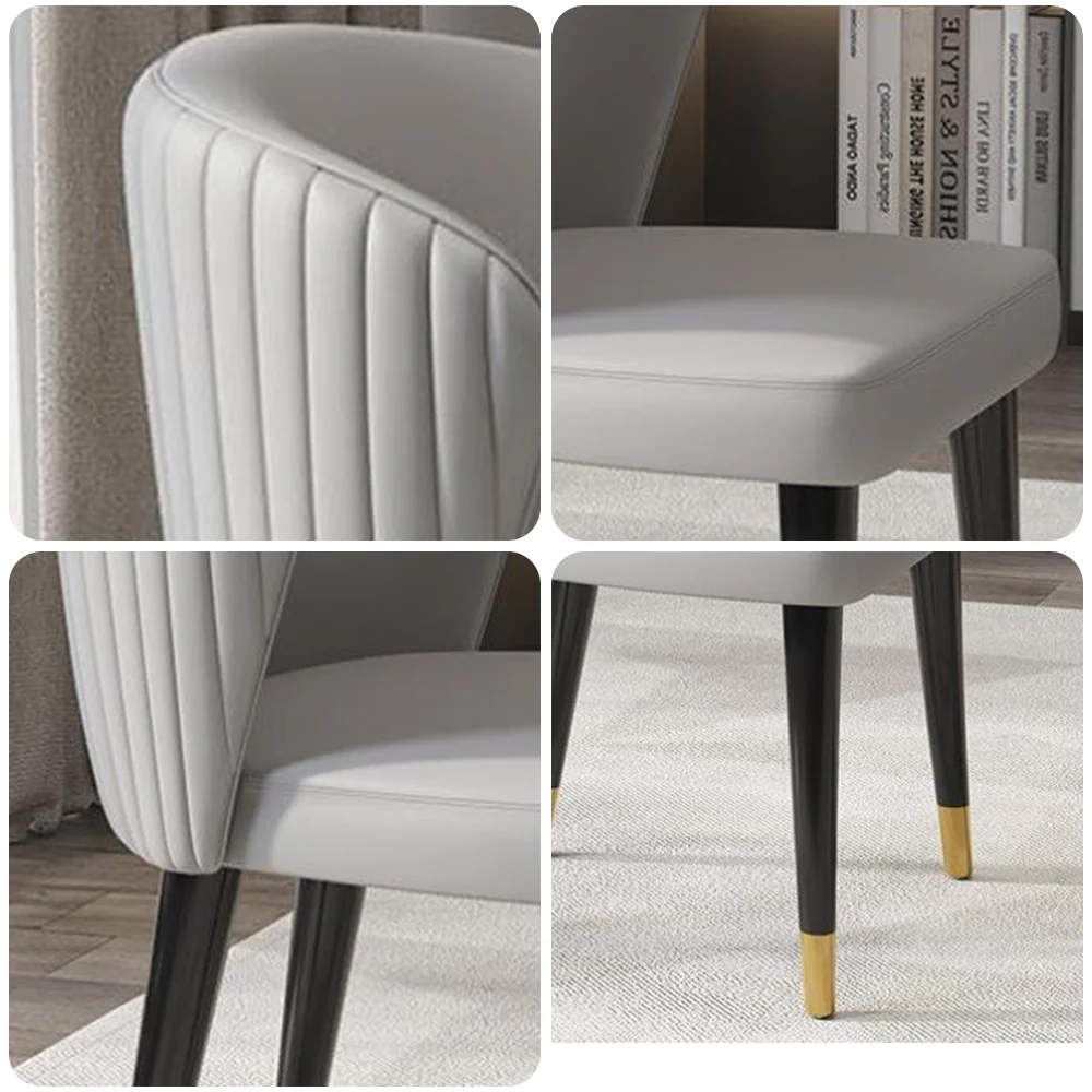 LIVARA DC1029 Faux Leather Fabric Dining Chair Solid Wood Frame - Image 4