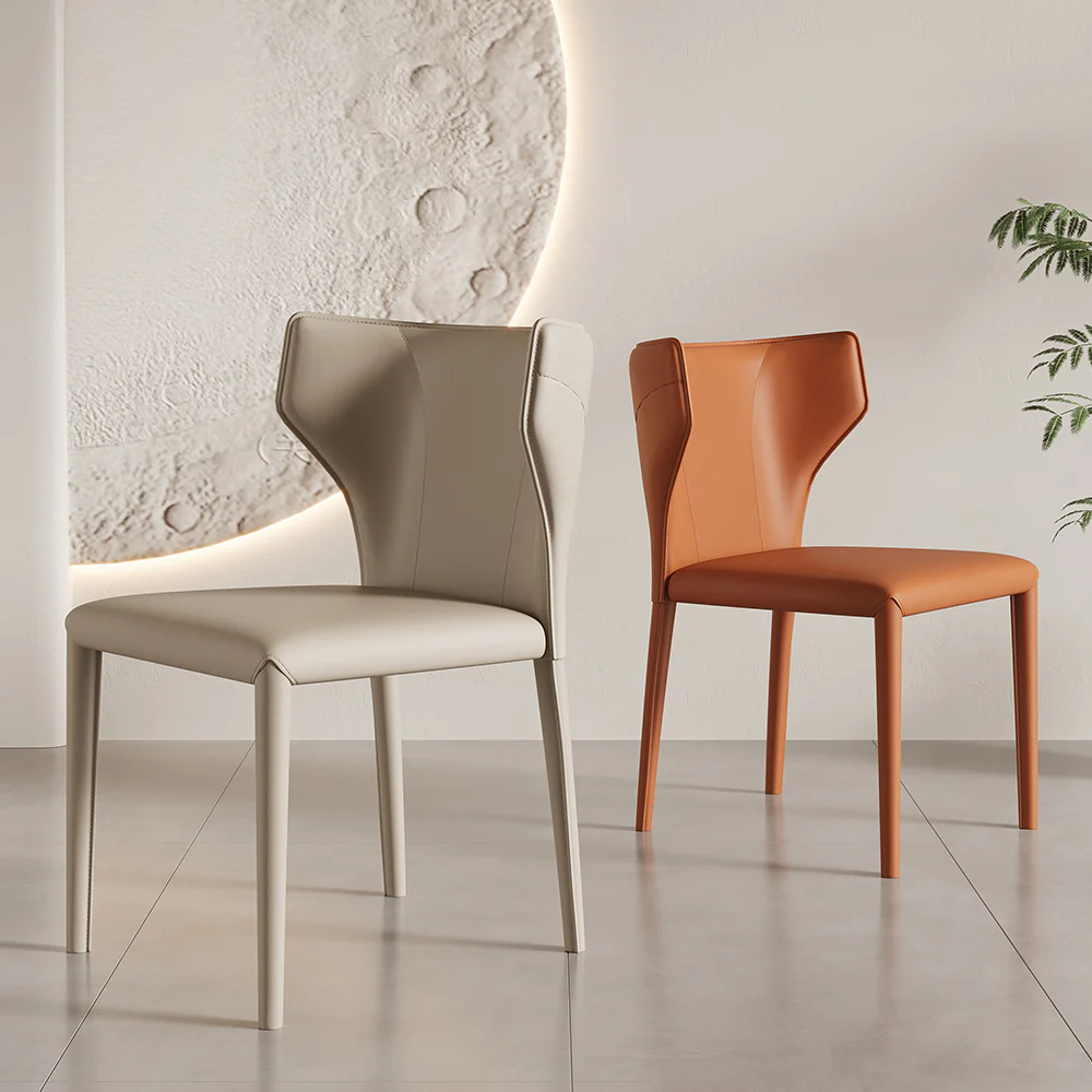 LIVARA DC1037 Saddle-Style Leather Dining Chair Carbon Steel Legs - Image 3