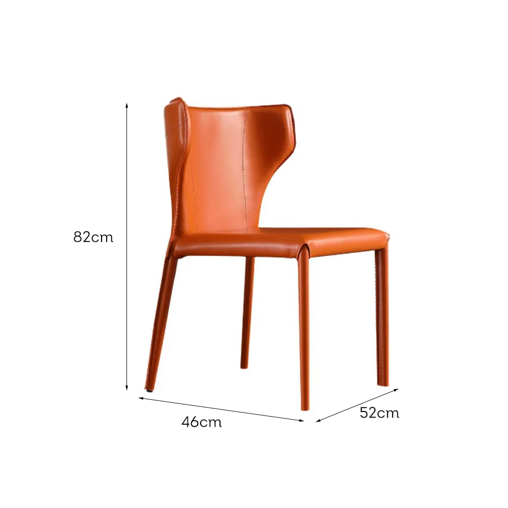 LIVARA DC1037 Saddle-Style Leather Dining Chair Carbon Steel Legs - Image 5