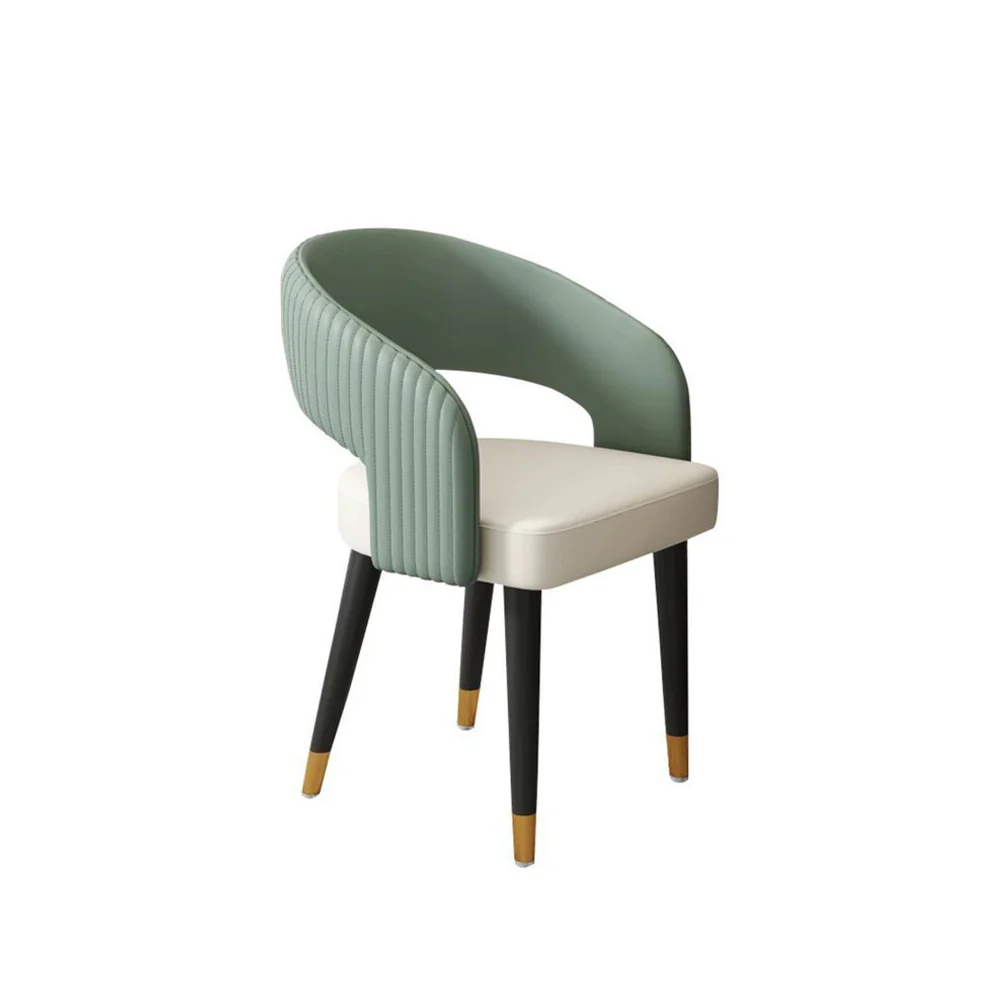 LIVARA DC1058 Faux Leather Fabric Dining Chair Solid Wood Frame