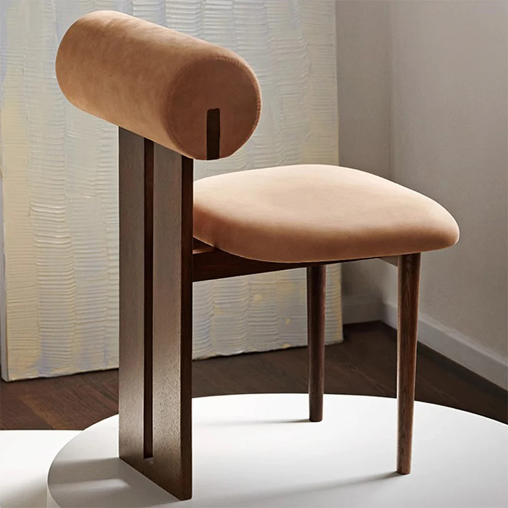 LIVARA DC1076 Faux Leather Fabric Dining Chair Solid Wood Frame - Image 3