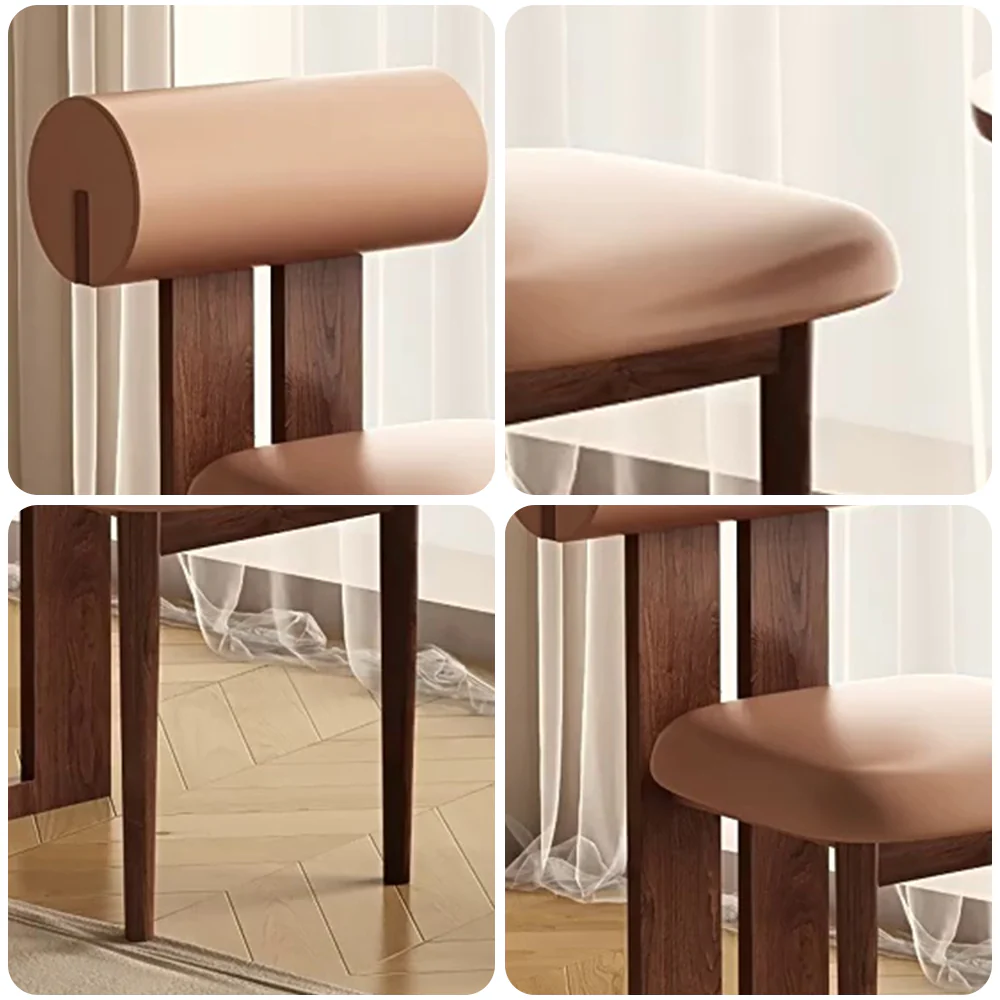 LIVARA DC1076 Faux Leather Fabric Dining Chair Solid Wood Frame - Image 4