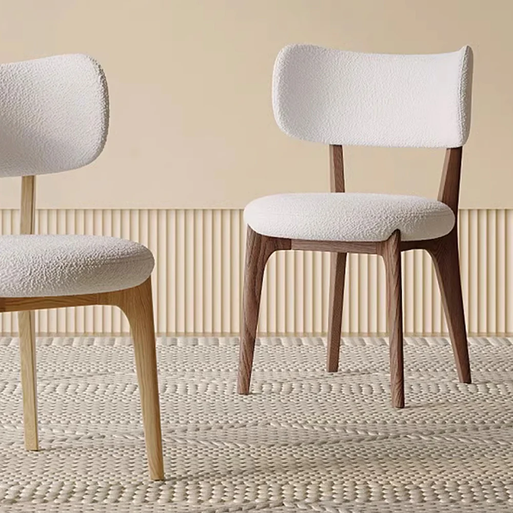 LIVARA DC1084 Lamb Fleece Fabric Dining Chair Solid Wood Frame - Image 3